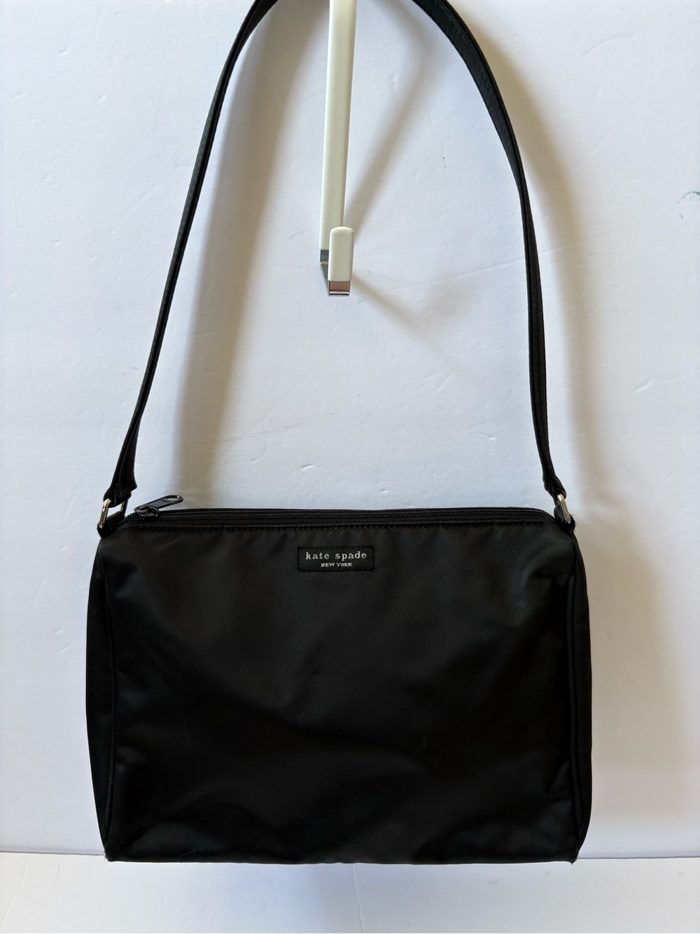 Kate Spade Black Nylon Top Handle Shoulder Bag Purse Preppy Academia Career S